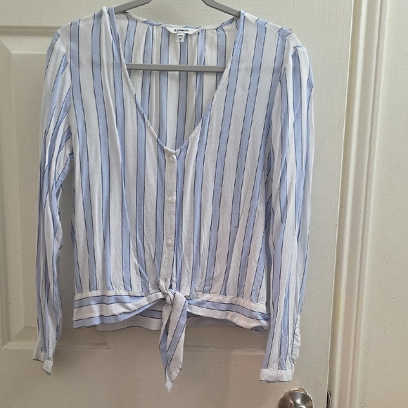 Express Blue and White Striped Button-Down Shirt - Picture 1 of 4